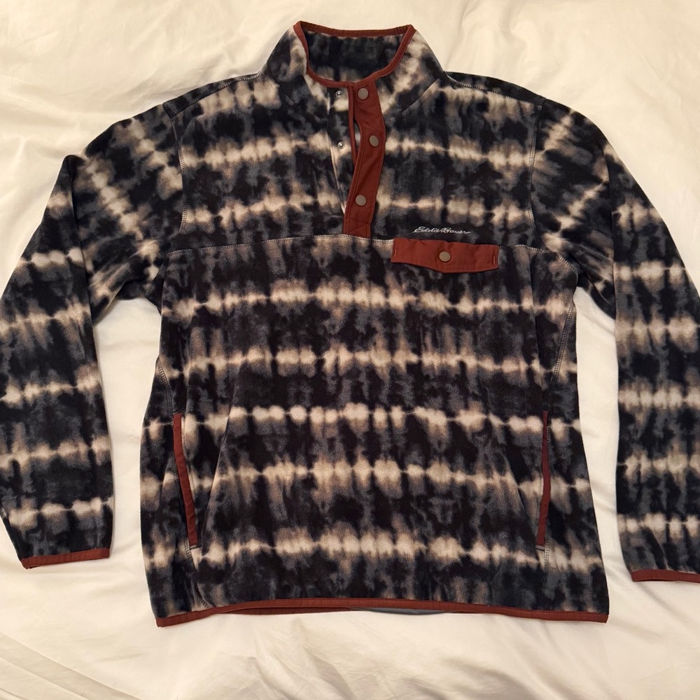 Eddie Bauer Black and White Patterned Shirt Jacket